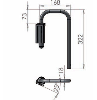 Mirror Arm throw 168mm drop 322mm