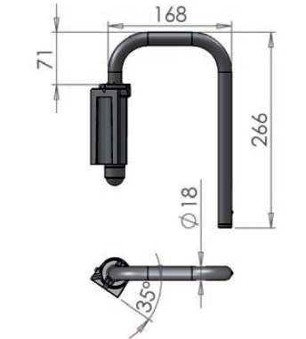 Mirror Arm throw 168mm drop 266mm