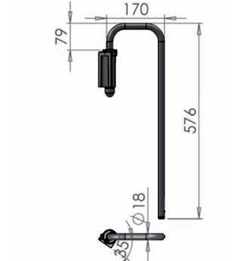 Mirror Arm throw 170mm drop 576mm